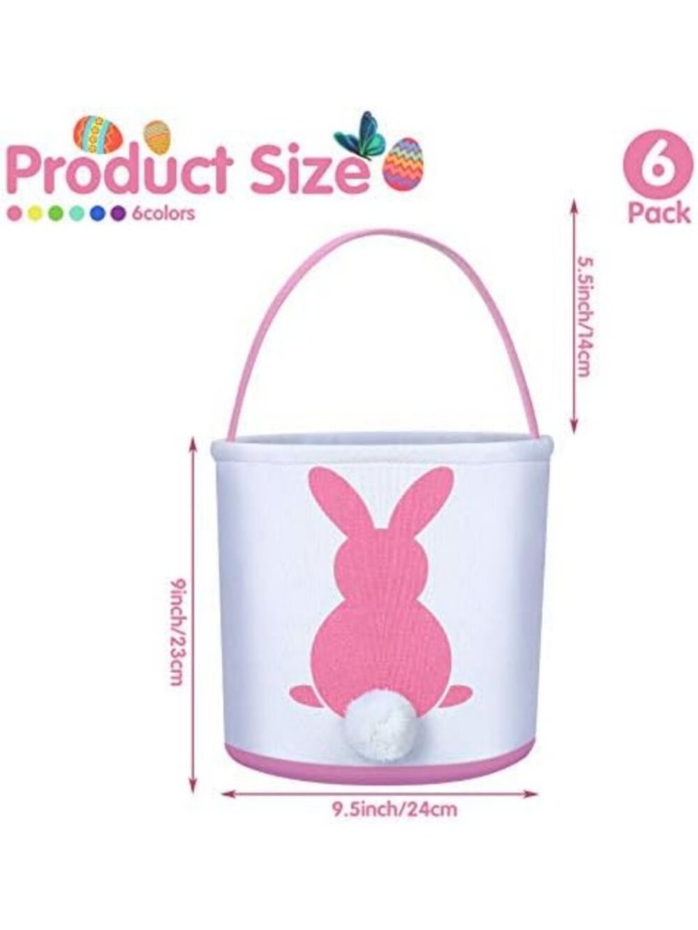 Easter Bunny Basket Bags - 6 Pcs Canvas Rabbit Totes for Egg Hunts & Gifts - Picture 4 of 6